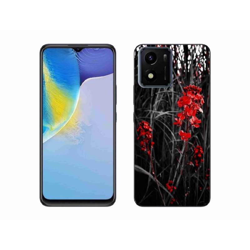 Gelový kryt mmCase na mobil Vivo Y01 - červená rostlina