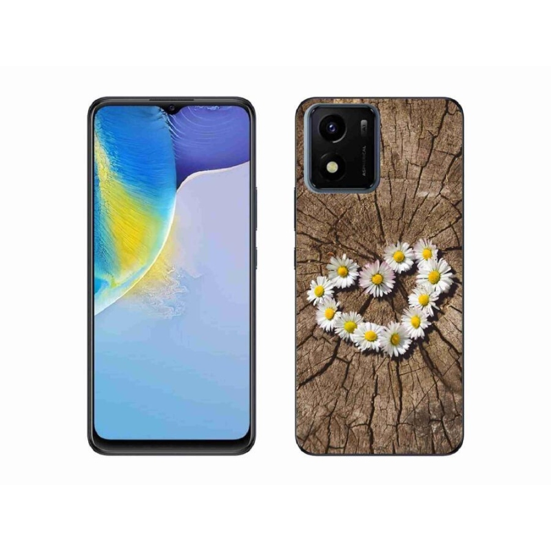 Gelový kryt mmCase na mobil Vivo Y01 - srdce z kopretin