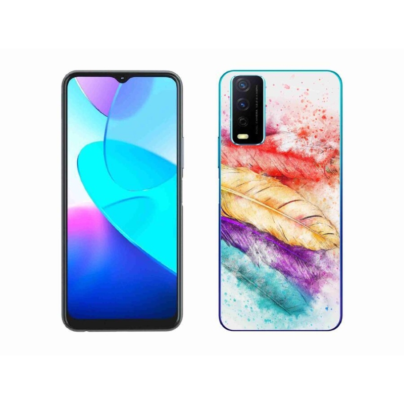 Gelový kryt mmCase na mobil Vivo Y11s/Y20s - barevné peří