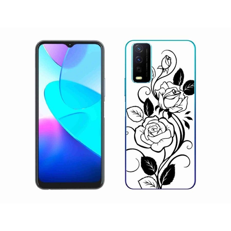 Gelový kryt mmCase na mobil Vivo Y11s/Y20s - černobílá růže