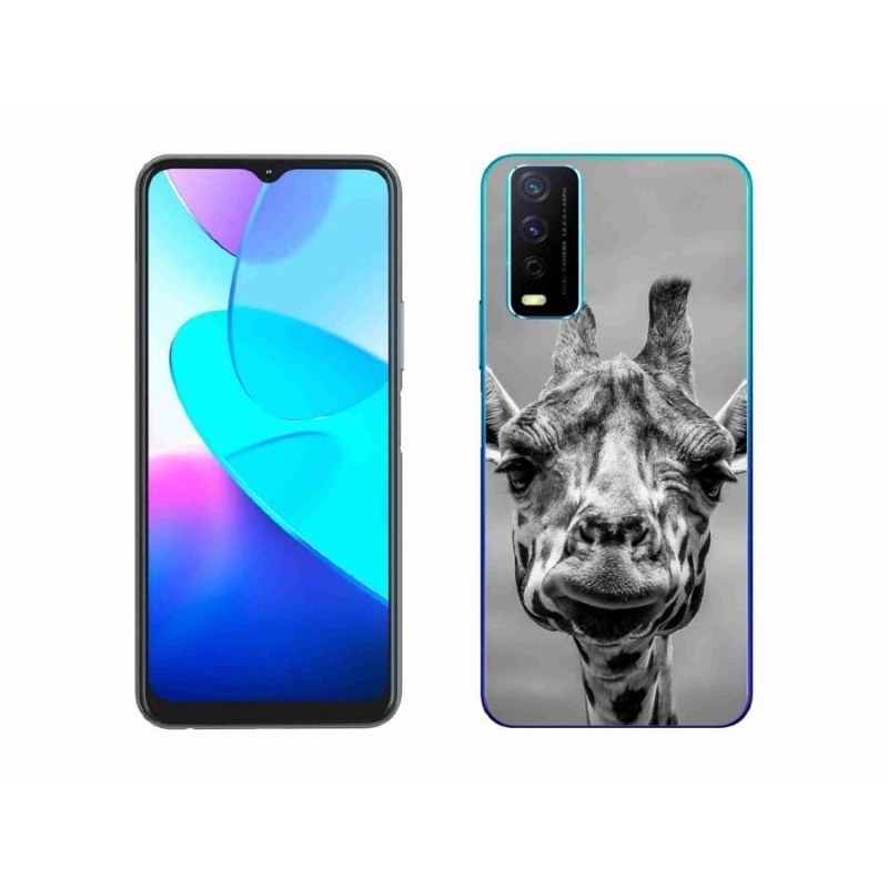 Gelový kryt mmCase na mobil Vivo Y11s/Y20s - černobílá žirafa