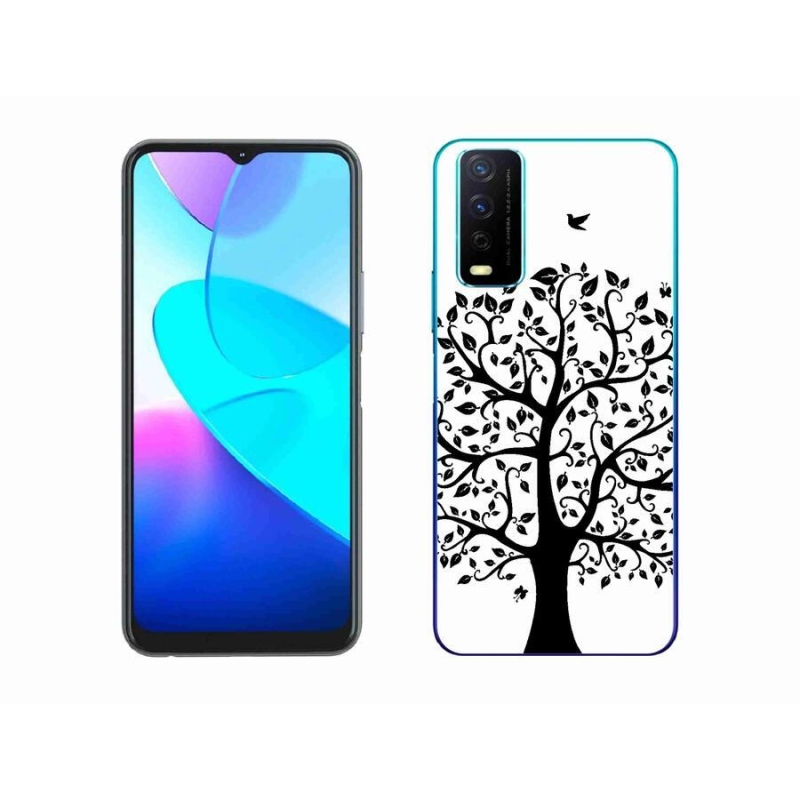 Gelový kryt mmCase na mobil Vivo Y11s/Y20s - černobílý strom