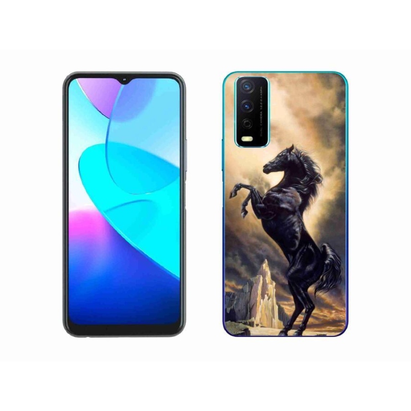 Gelový kryt mmCase na mobil Vivo Y11s/Y20s - černý kreslený kůň