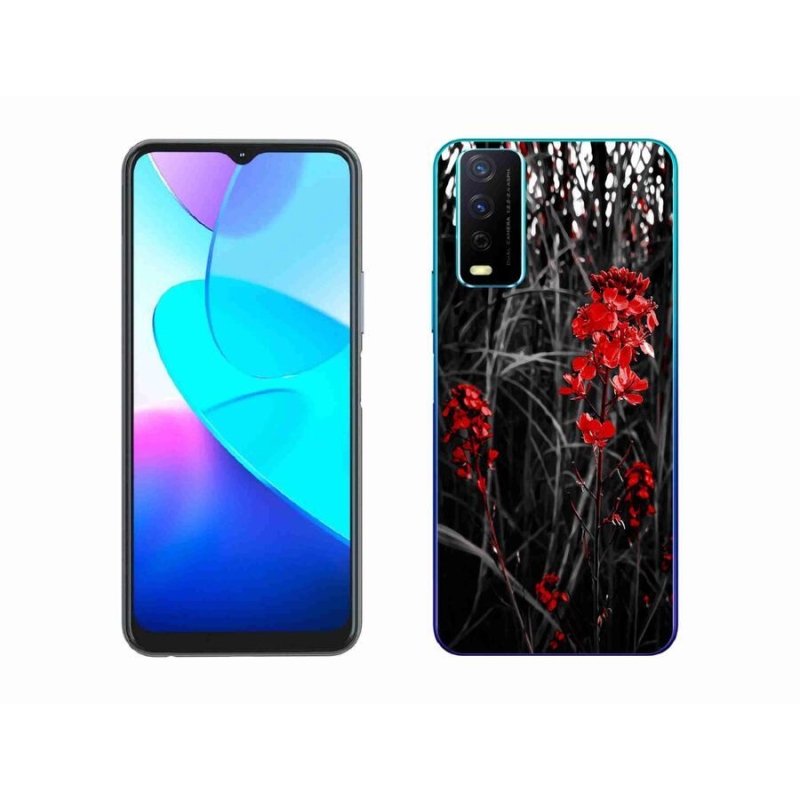 Gelový kryt mmCase na mobil Vivo Y11s/Y20s - červená rostlina