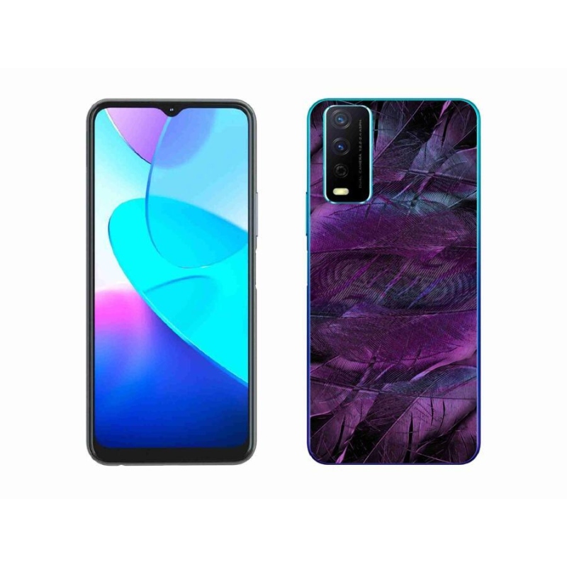Gelový kryt mmCase na mobil Vivo Y11s/Y20s - fialová pírka
