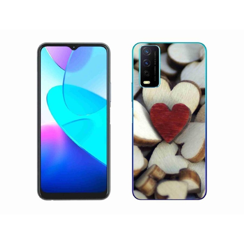 Gelový kryt mmCase na mobil Vivo Y11s/Y20s - gravírované červené srdce
