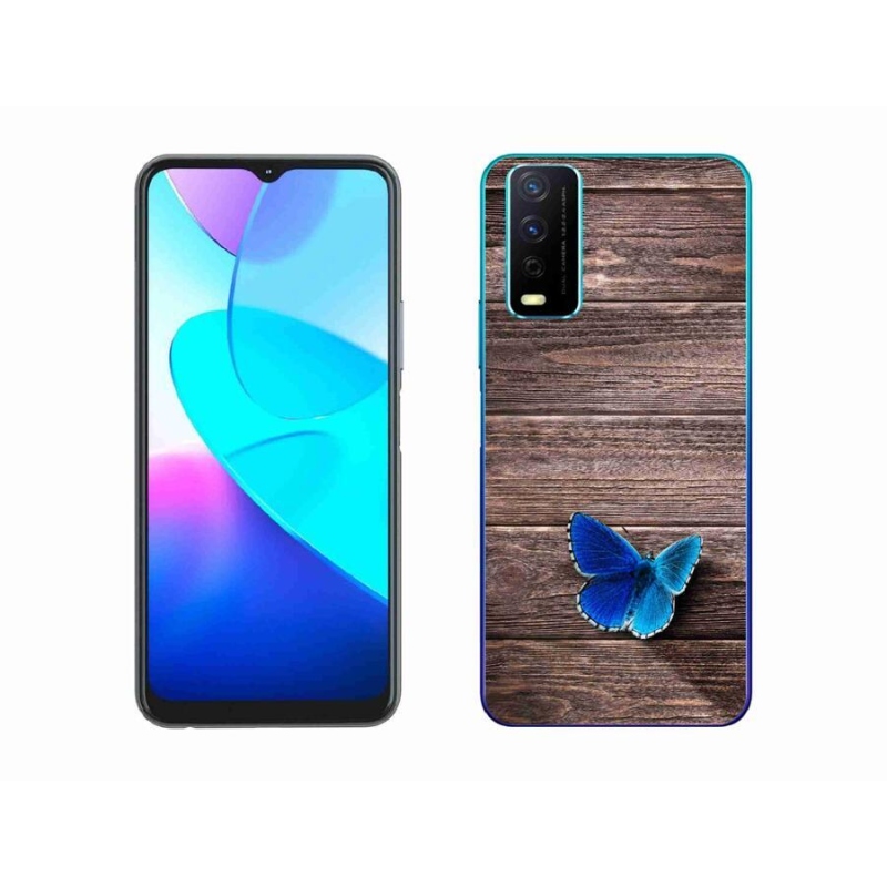Gelový kryt mmCase na mobil Vivo Y11s/Y20s - modrý motýl 1