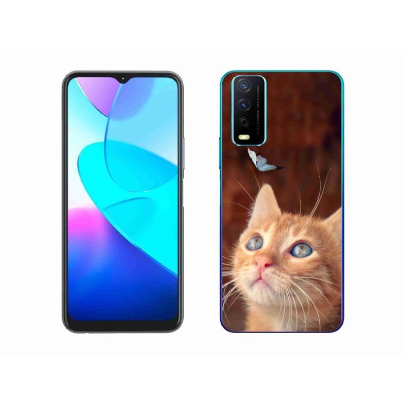 Gelový kryt mmCase na mobil Vivo Y11s/Y20s - motýl a kotě