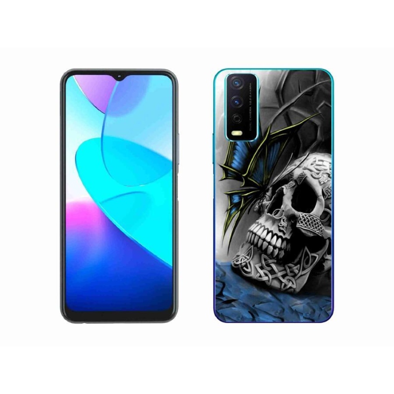 Gelový kryt mmCase na mobil Vivo Y11s/Y20s - motýl a lebka