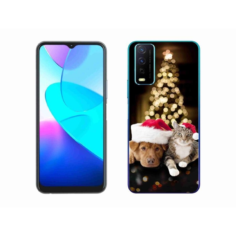 Gelový kryt mmCase na mobil Vivo Y11s/Y20s - vánoční pes a kočka