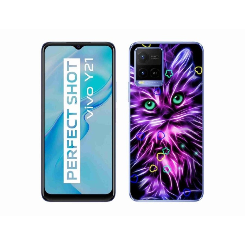 Gelový kryt mmCase na mobil Vivo Y21/Y21s/Y33s - abstraktní kočka