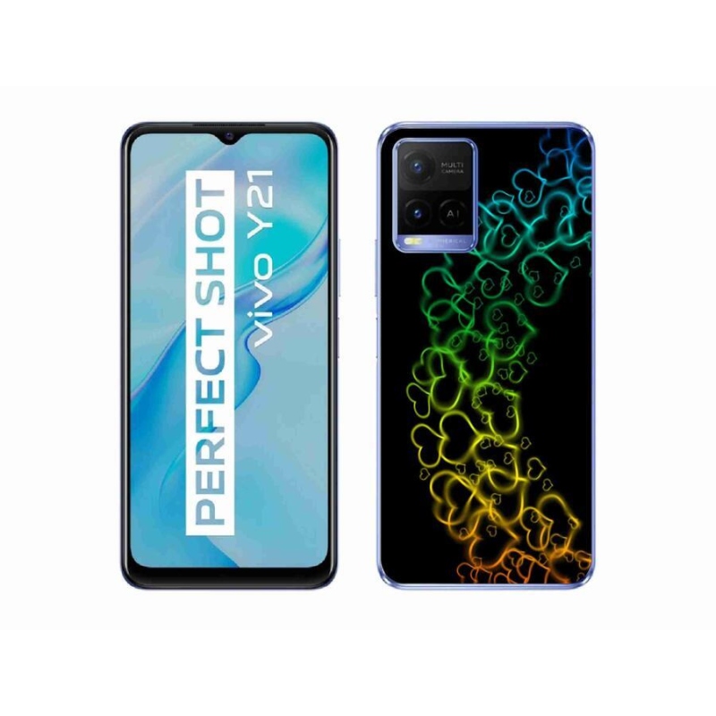 Gelový kryt mmCase na mobil Vivo Y21/Y21s/Y33s - barevná srdíčka