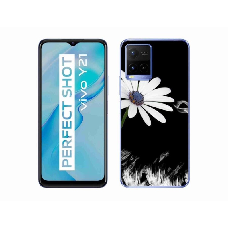 Gelový kryt mmCase na mobil Vivo Y21/Y21s/Y33s - bílá květina
