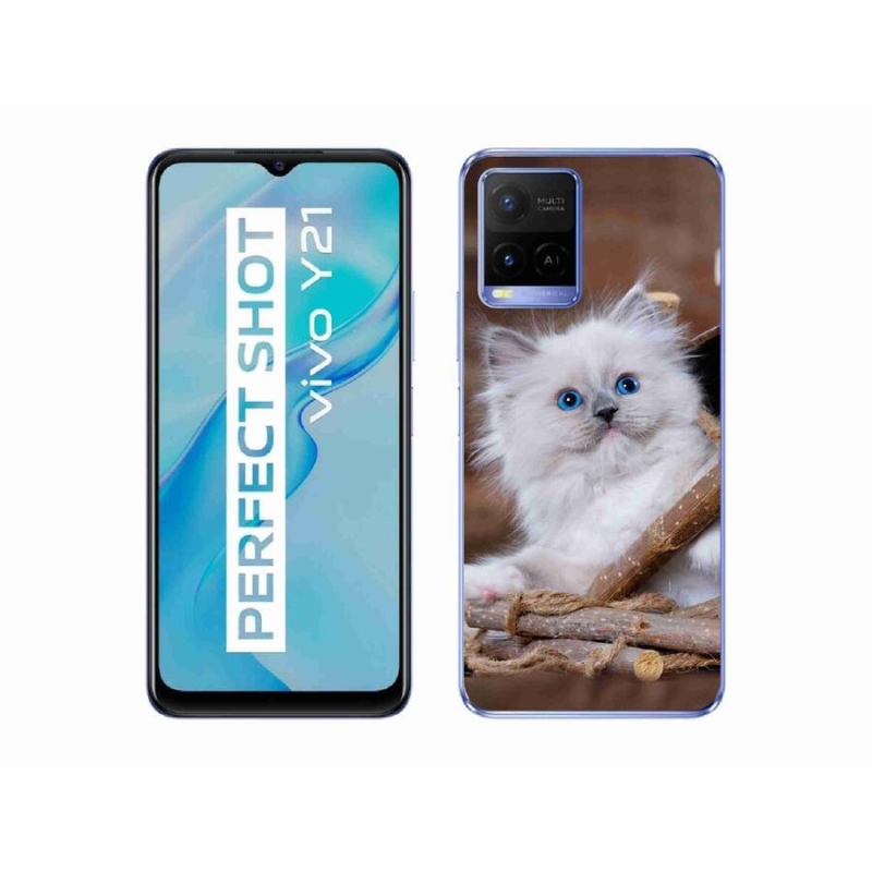 Gelový kryt mmCase na mobil Vivo Y21/Y21s/Y33s - bílé kotě