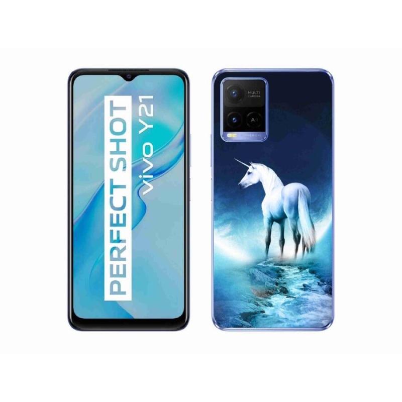 Gelový kryt mmCase na mobil Vivo Y21/Y21s/Y33s - bílý jednorožec