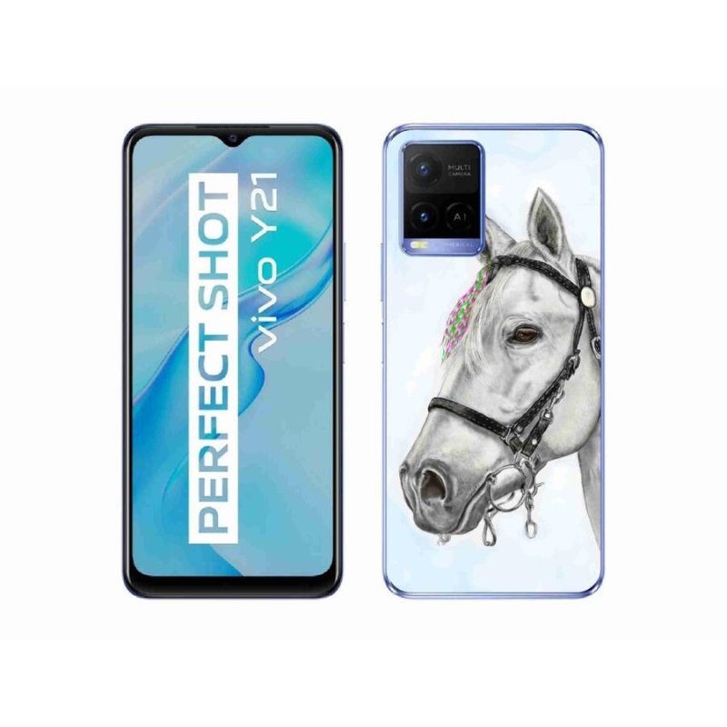 Gelový kryt mmCase na mobil Vivo Y21/Y21s/Y33s - bílý kůň 1