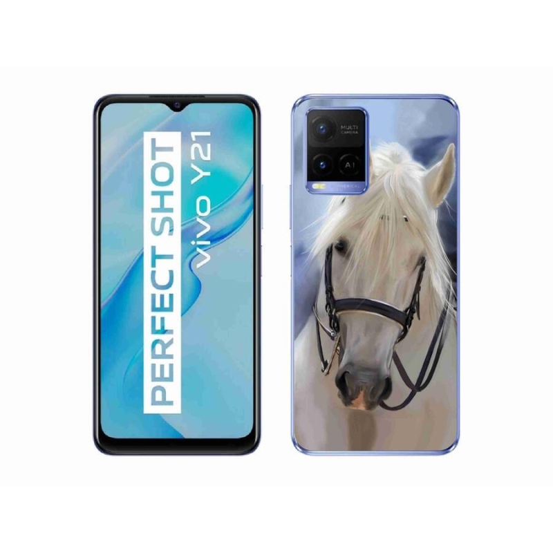 Gelový kryt mmCase na mobil Vivo Y21/Y21s/Y33s - bílý kůň