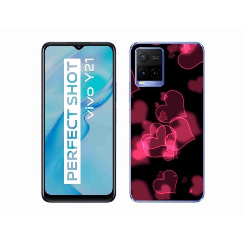 Gelový kryt mmCase na mobil Vivo Y21/Y21s/Y33s - červená srdíčka