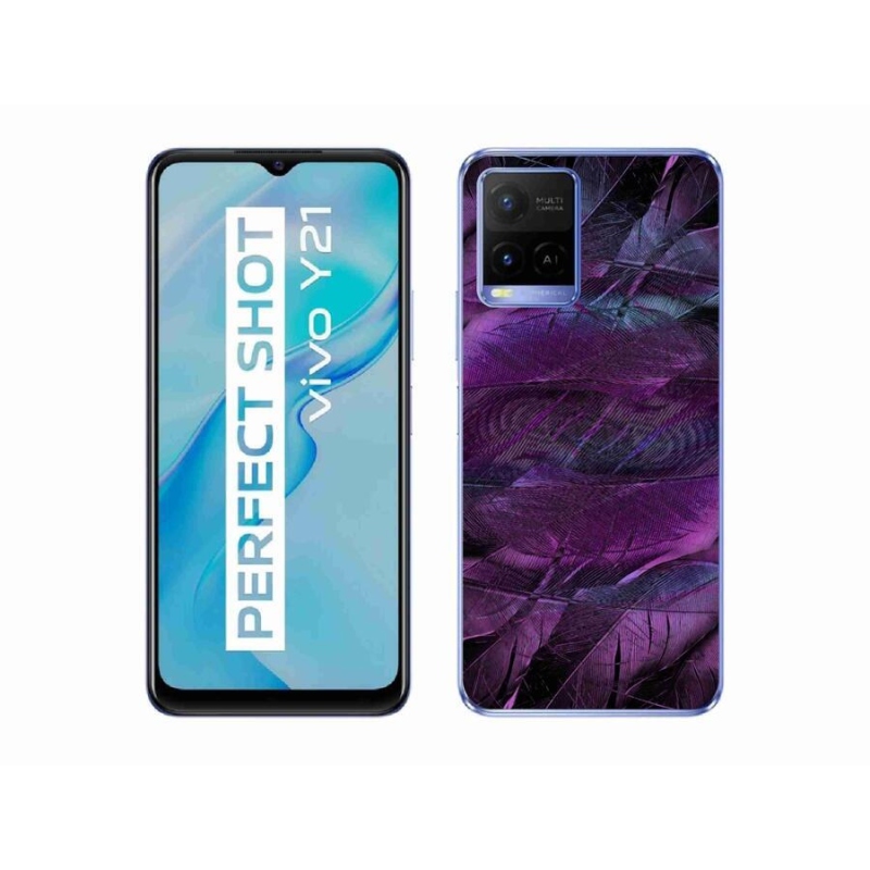 Gelový kryt mmCase na mobil Vivo Y21/Y21s/Y33s - fialová pírka