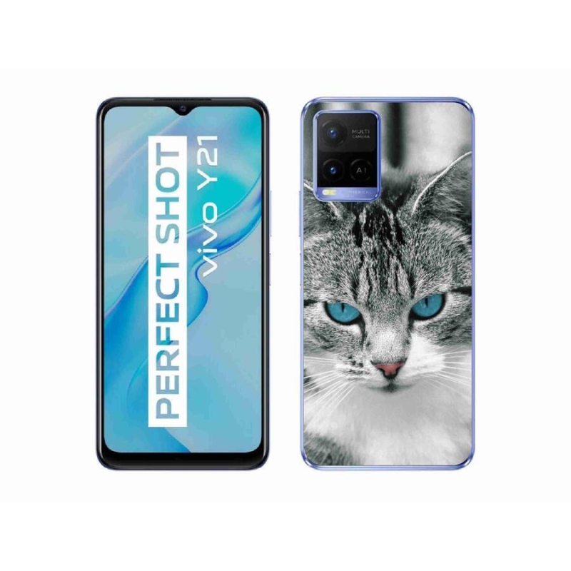 Gelový kryt mmCase na mobil Vivo Y21/Y21s/Y33s - kočičí pohled 1