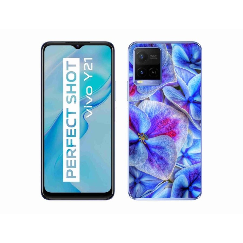 Gelový kryt mmCase na mobil Vivo Y21/Y21s/Y33s - modré květy 1