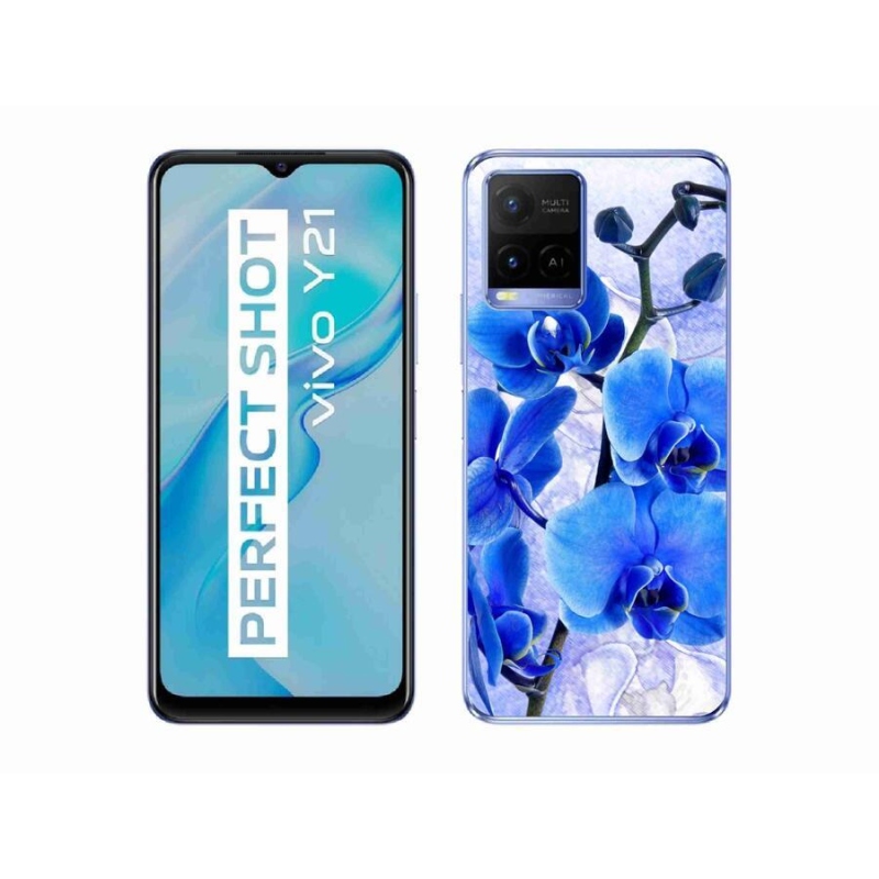 Gelový kryt mmCase na mobil Vivo Y21/Y21s/Y33s - modré květy