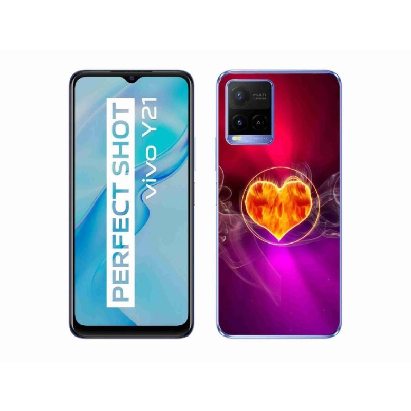 Gelový kryt mmCase na mobil Vivo Y21/Y21s/Y33s - ohnivé srdce