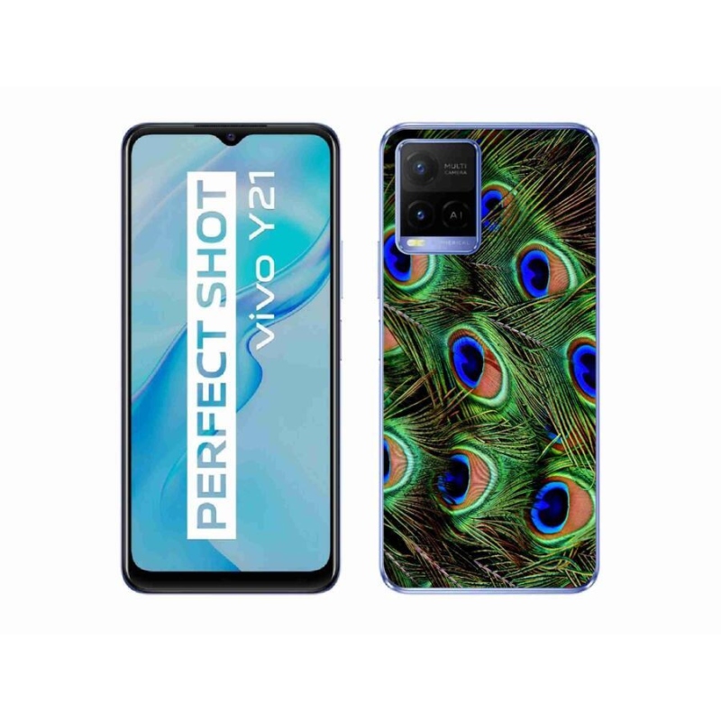 Gelový kryt mmCase na mobil Vivo Y21/Y21s/Y33s - paví peří