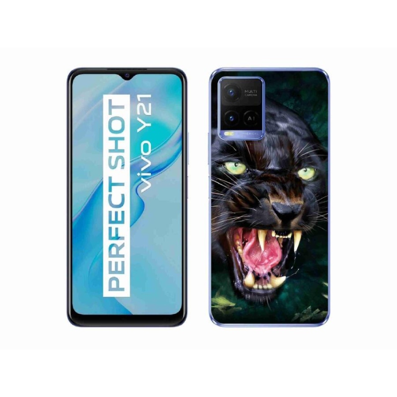 Gelový kryt mmCase na mobil Vivo Y21/Y21s/Y33s - rozzuřený černý panter