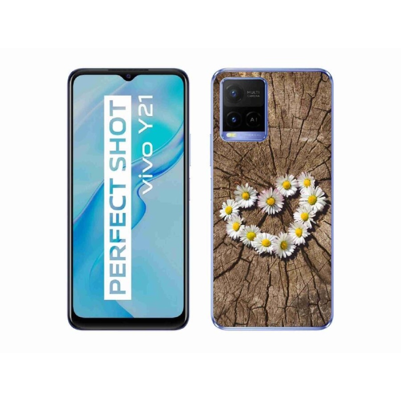 Gelový kryt mmCase na mobil Vivo Y21/Y21s/Y33s - srdce z kopretin