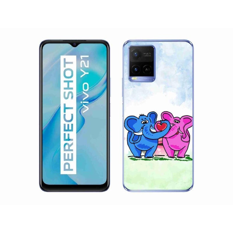 Gelový kryt mmCase na mobil Vivo Y21/Y21s/Y33s - zamilovaní sloni