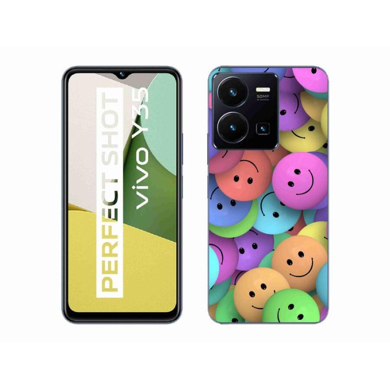 Gelový kryt mmCase na mobil Vivo Y35 - barevní smajlíci