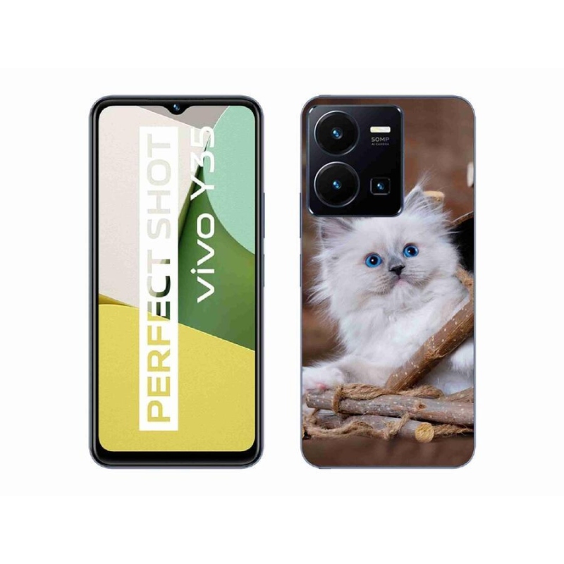 Gelový kryt mmCase na mobil Vivo Y35 - bílé kotě