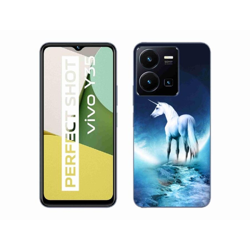 Gelový kryt mmCase na mobil Vivo Y35 - bílý jednorožec