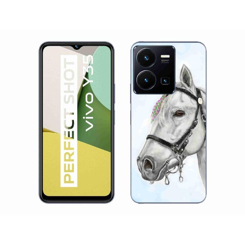 Gelový kryt mmCase na mobil Vivo Y35 - bílý kůň 1