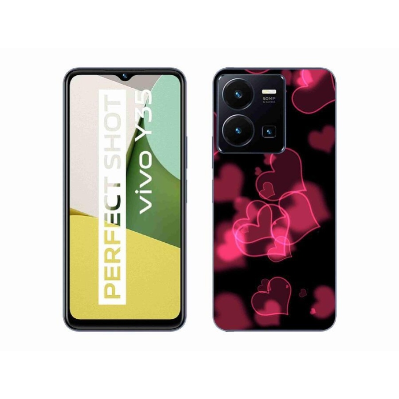 Gelový kryt mmCase na mobil Vivo Y35 - červená srdíčka