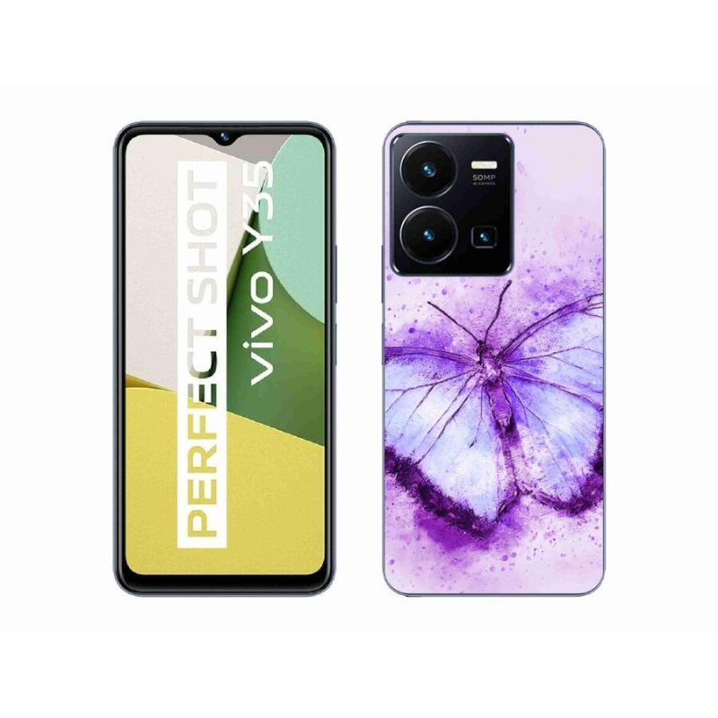 Gelový kryt mmCase na mobil Vivo Y35 - fialový motýl