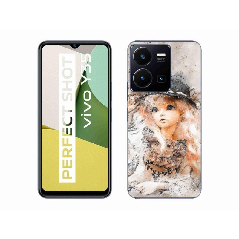 Gelový kryt mmCase na mobil Vivo Y35 - holčička s kloboukem