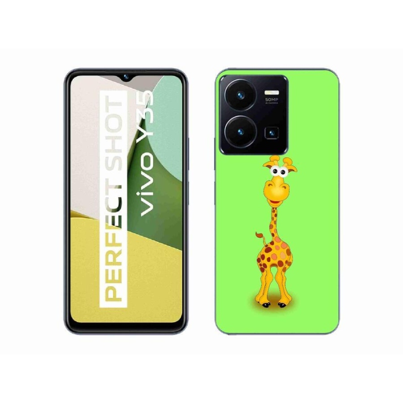 Gelový kryt mmCase na mobil Vivo Y35 - kreslená žirafa