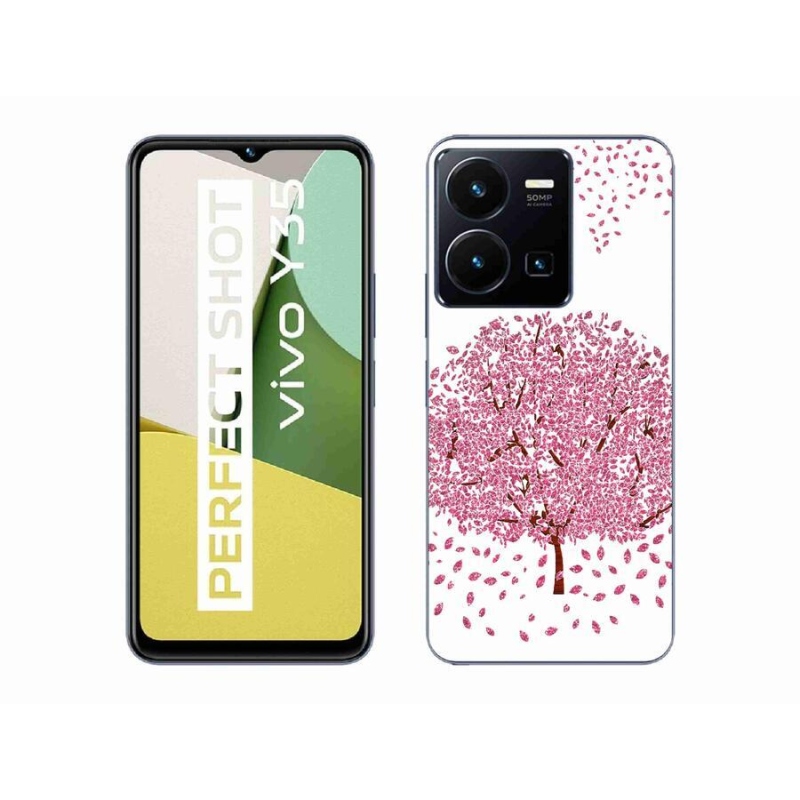 Gelový kryt mmCase na mobil Vivo Y35 - kreslený strom s listy