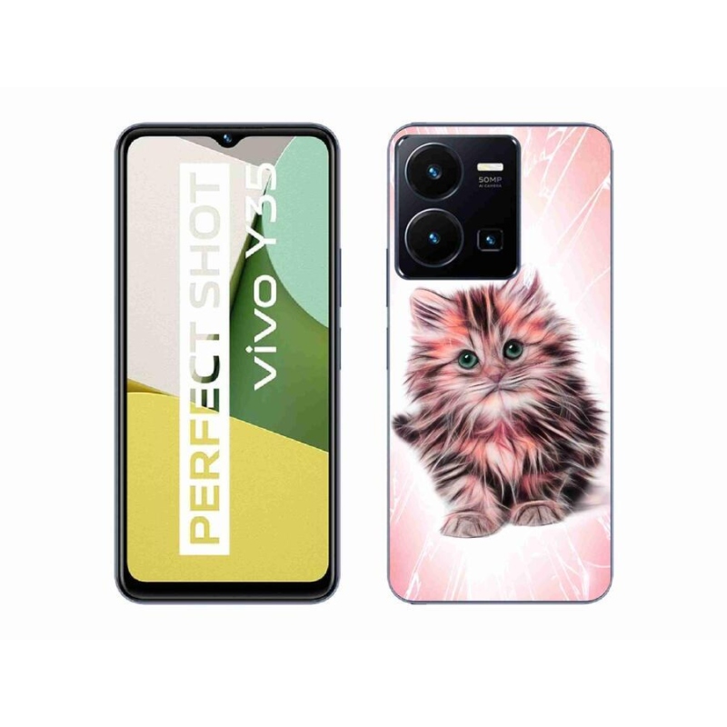 Gelový kryt mmCase na mobil Vivo Y35 - roztomilé kotě