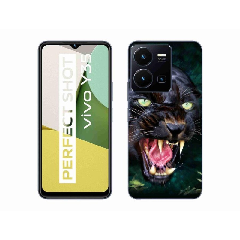 Gelový kryt mmCase na mobil Vivo Y35 - rozzuřený černý panter
