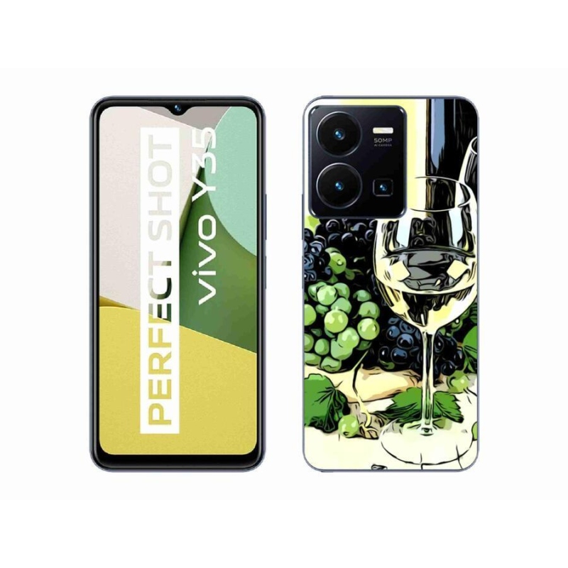 Gelový kryt mmCase na mobil Vivo Y35 - sklenka vína