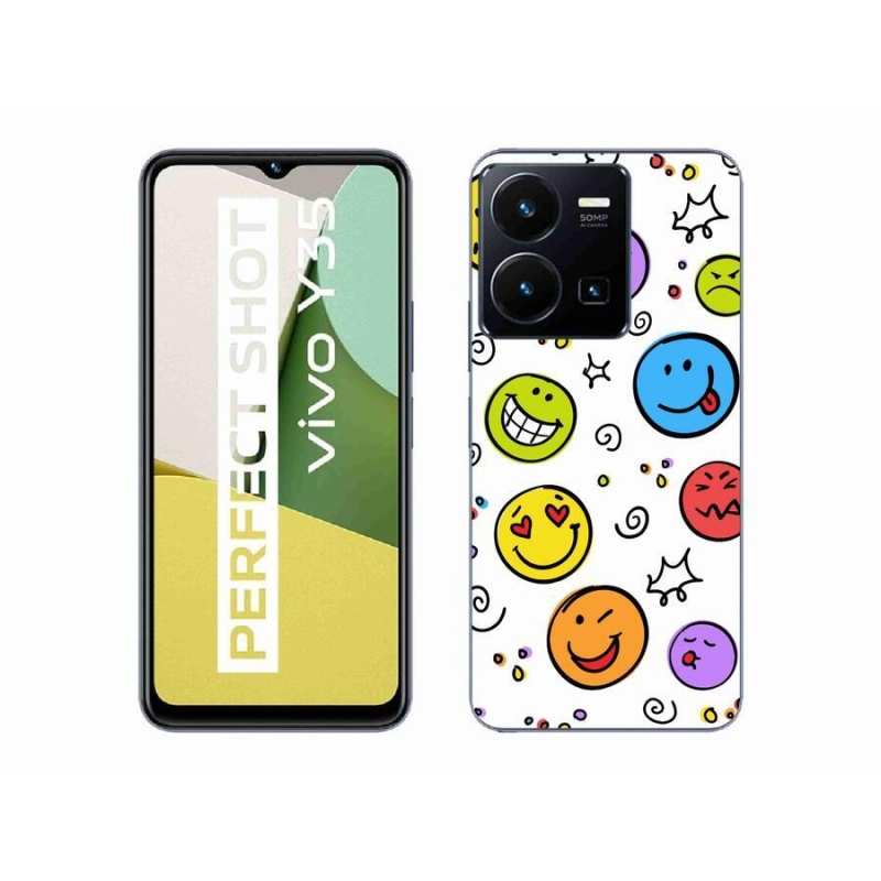Gelový kryt mmCase na mobil Vivo Y35 - smajlíci