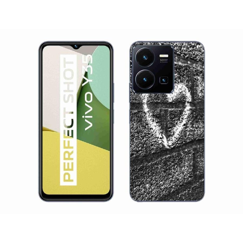 Gelový kryt mmCase na mobil Vivo Y35 - srdce na zdi