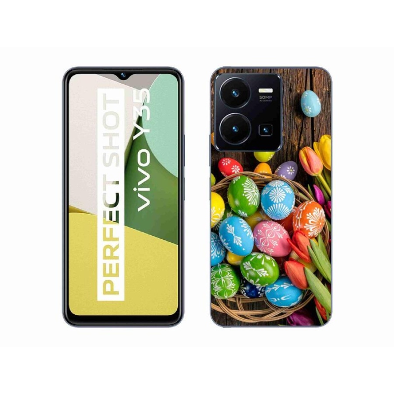 Gelový kryt mmCase na mobil Vivo Y35 - velikonoční vajíčka