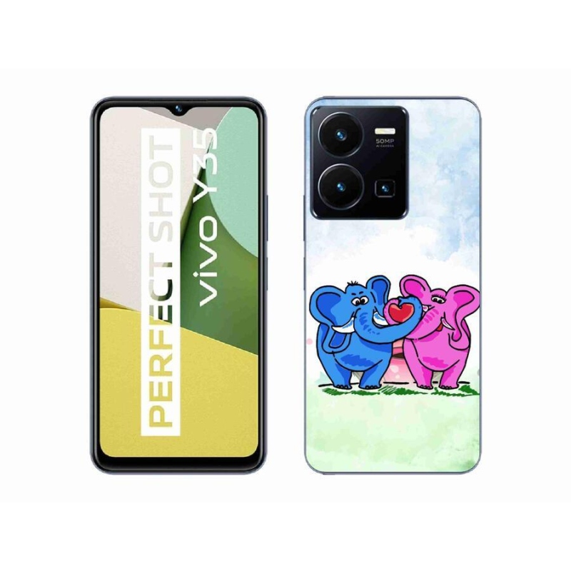 Gelový kryt mmCase na mobil Vivo Y35 - zamilovaní sloni