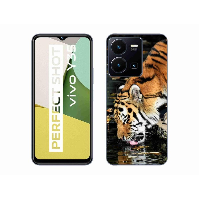 Gelový kryt mmCase na mobil Vivo Y35 - žíznivý tygr
