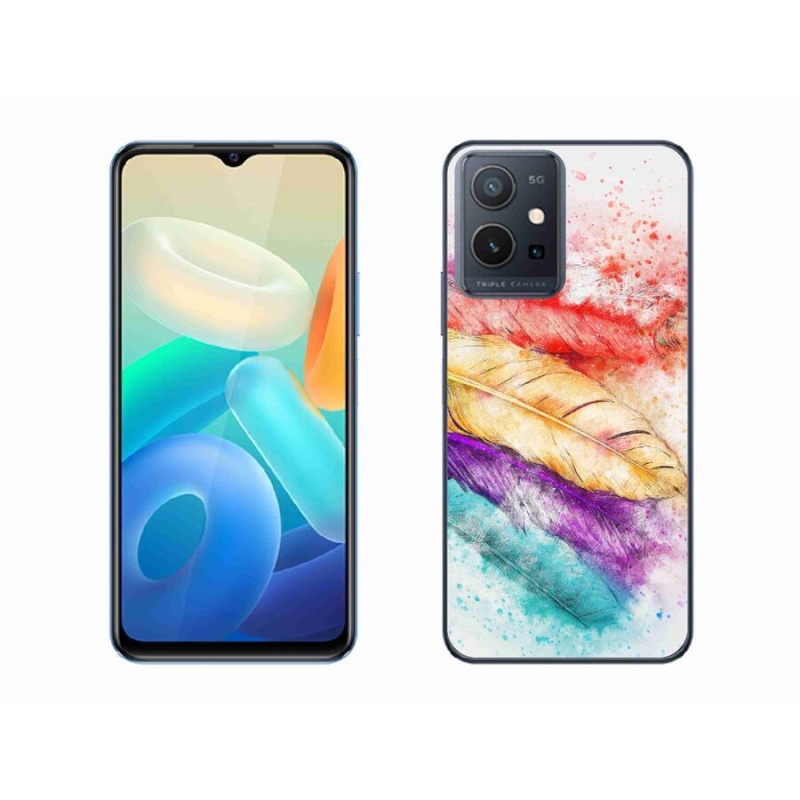 Gelový kryt mmCase na mobil Vivo Y55 5G - barevné peří
