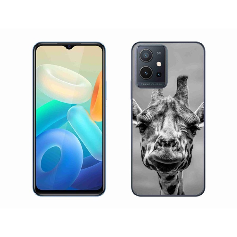 Gelový kryt mmCase na mobil Vivo Y55 5G - černobílá žirafa